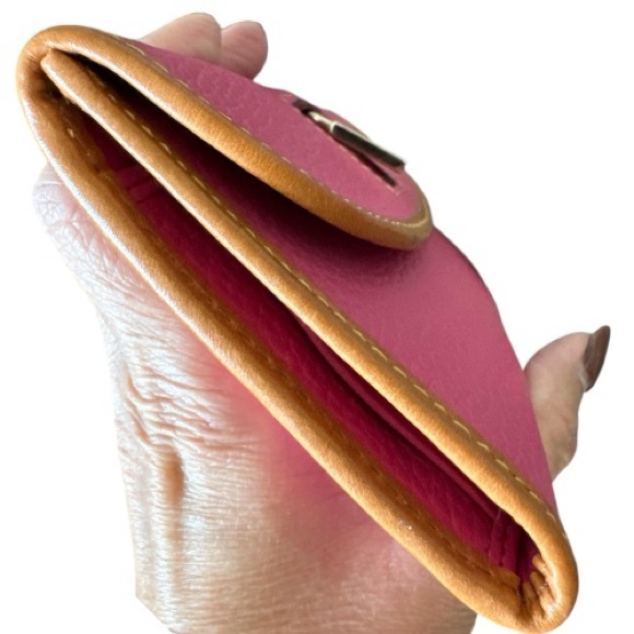 Dooney & Bourke Continental Wallet Pink & Tan Genuine Pebble Leather NWOT - Picture 9 of 9